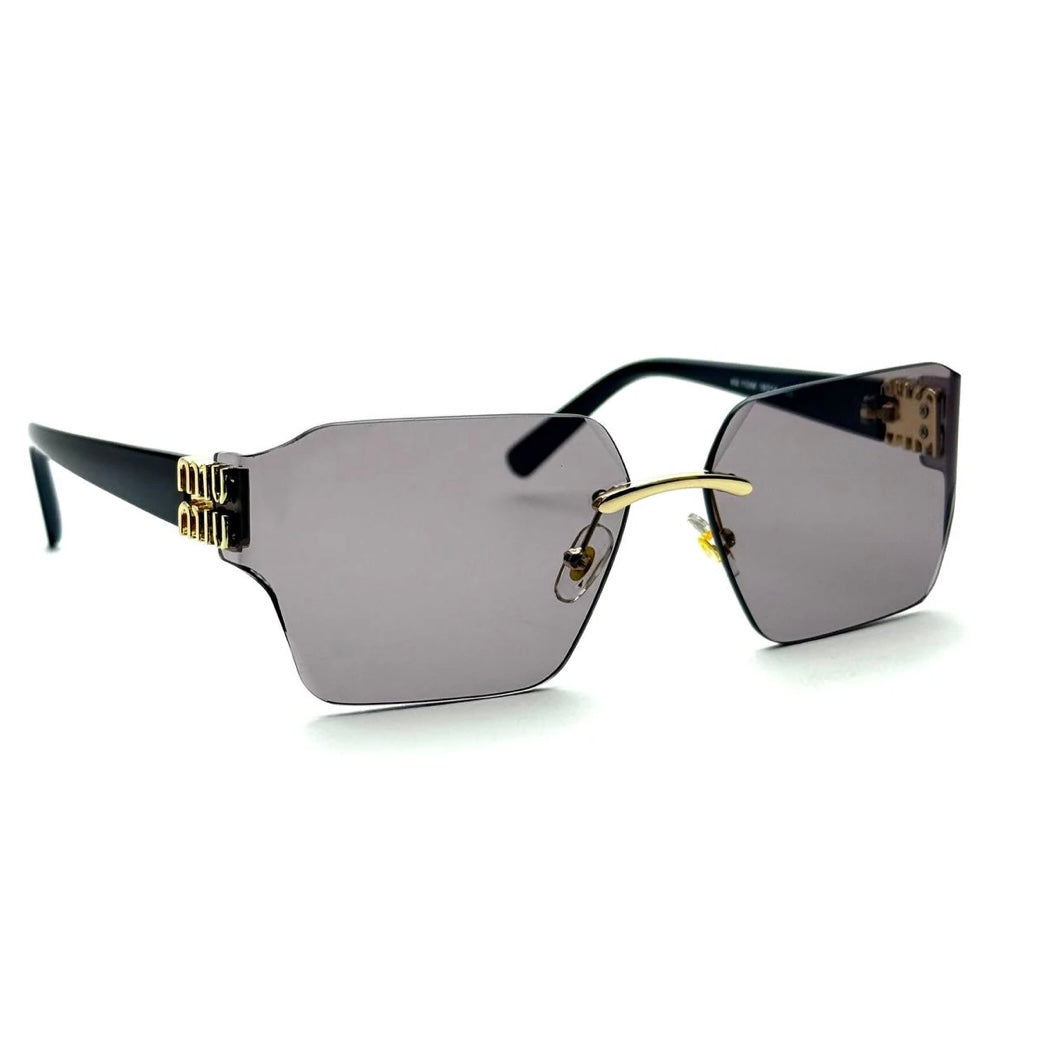 Miu Miu MU 04RS Rimless Oversized Sunglasses – Gradient Grey