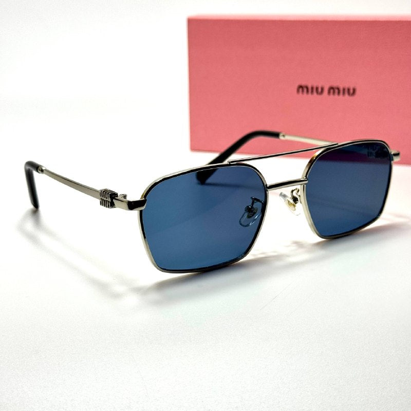 Miu Miu Double Bridge SMU 54Y – Silver Blue women's sunglasses Lebanon - ChronoVault - view 5