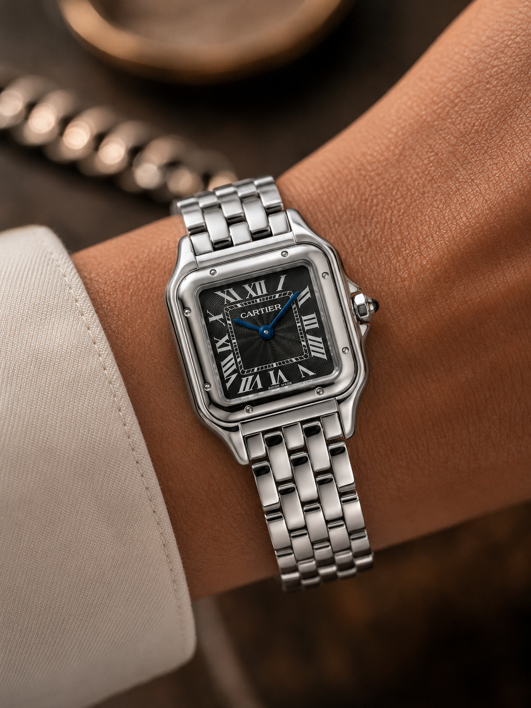 Panthère de Cartier — Steel Midnight Black Women's Watch Side View Lebanon - ChronoVault