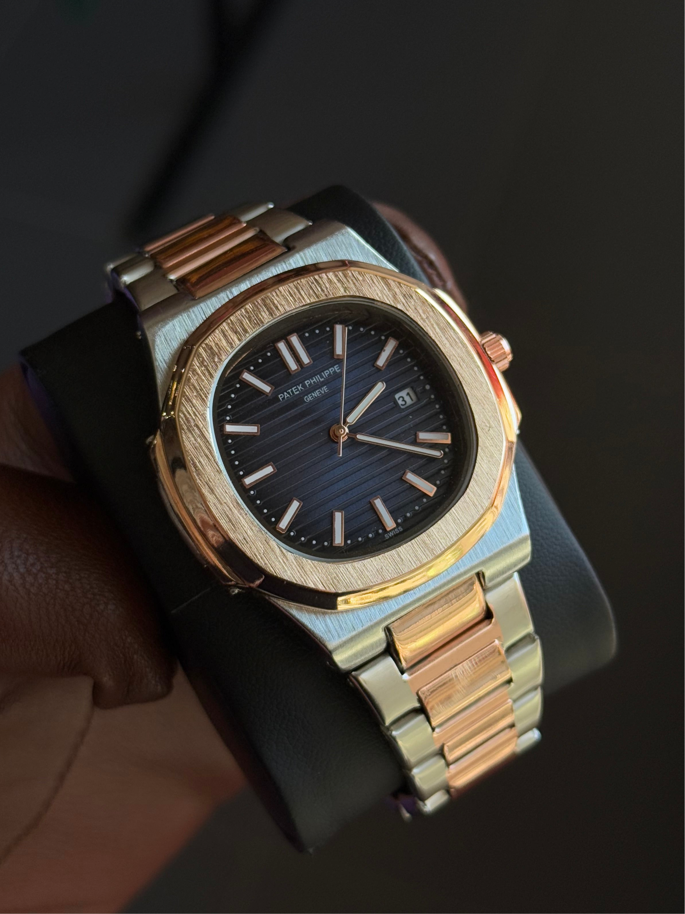 Patek Philippe Nautilus - Two - Tone Rose Gold / Black Dial ( For Him )