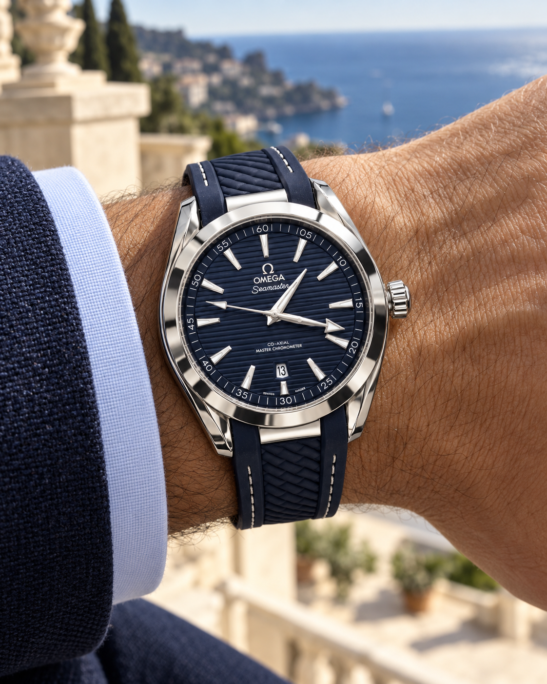 Omega Seamaster Aqua Terra men's watch on wrist view Lebanon - ChronoVault