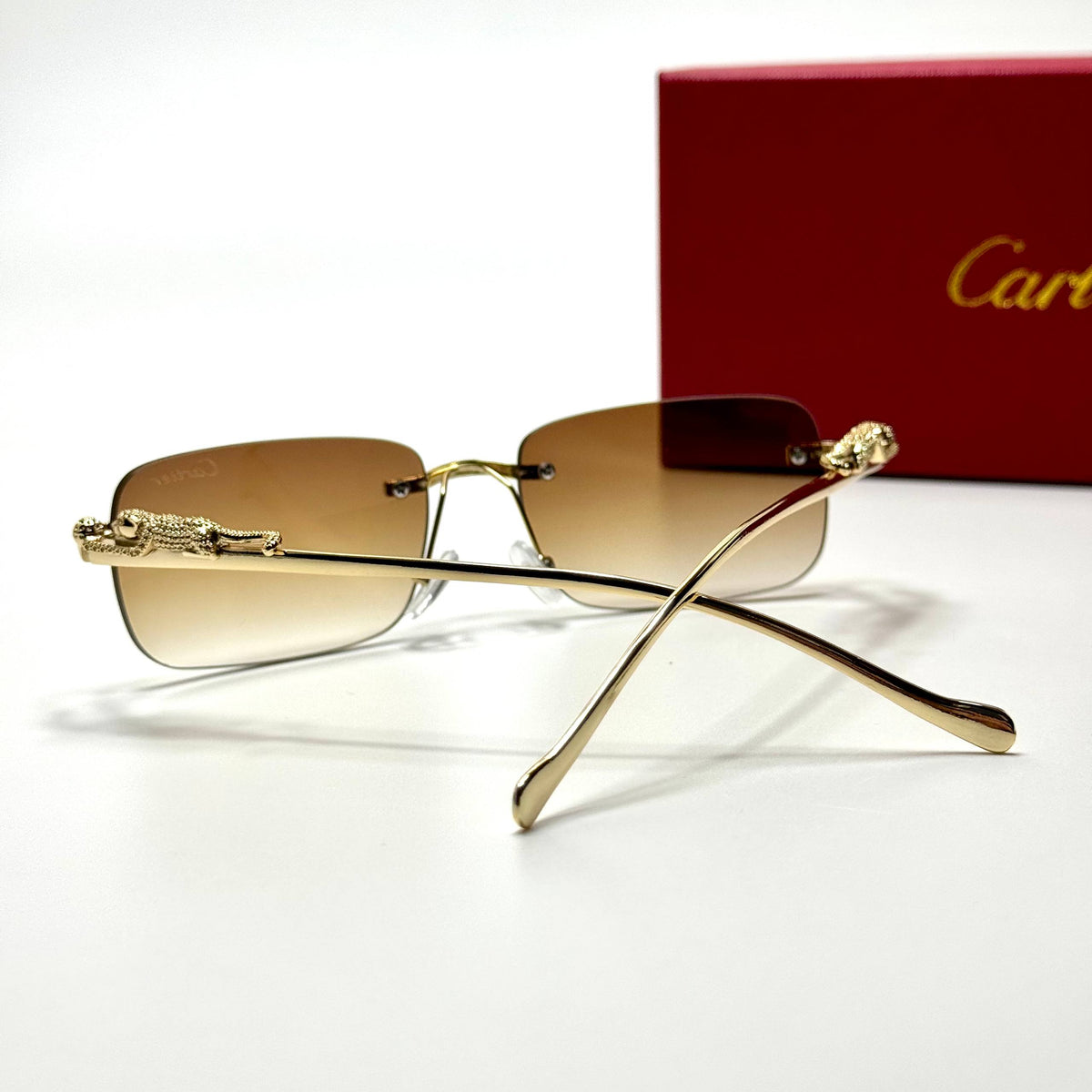 Cartier Rimless CT0432S Gold Brown unisex sunglasses Lebanon - ChronoVault - view 3