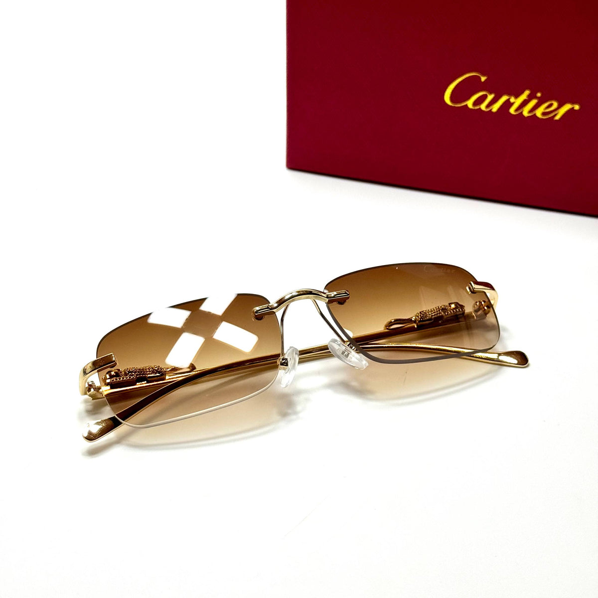 Cartier Rimless CT0432S Gold Brown unisex sunglasses Lebanon - ChronoVault - view 4