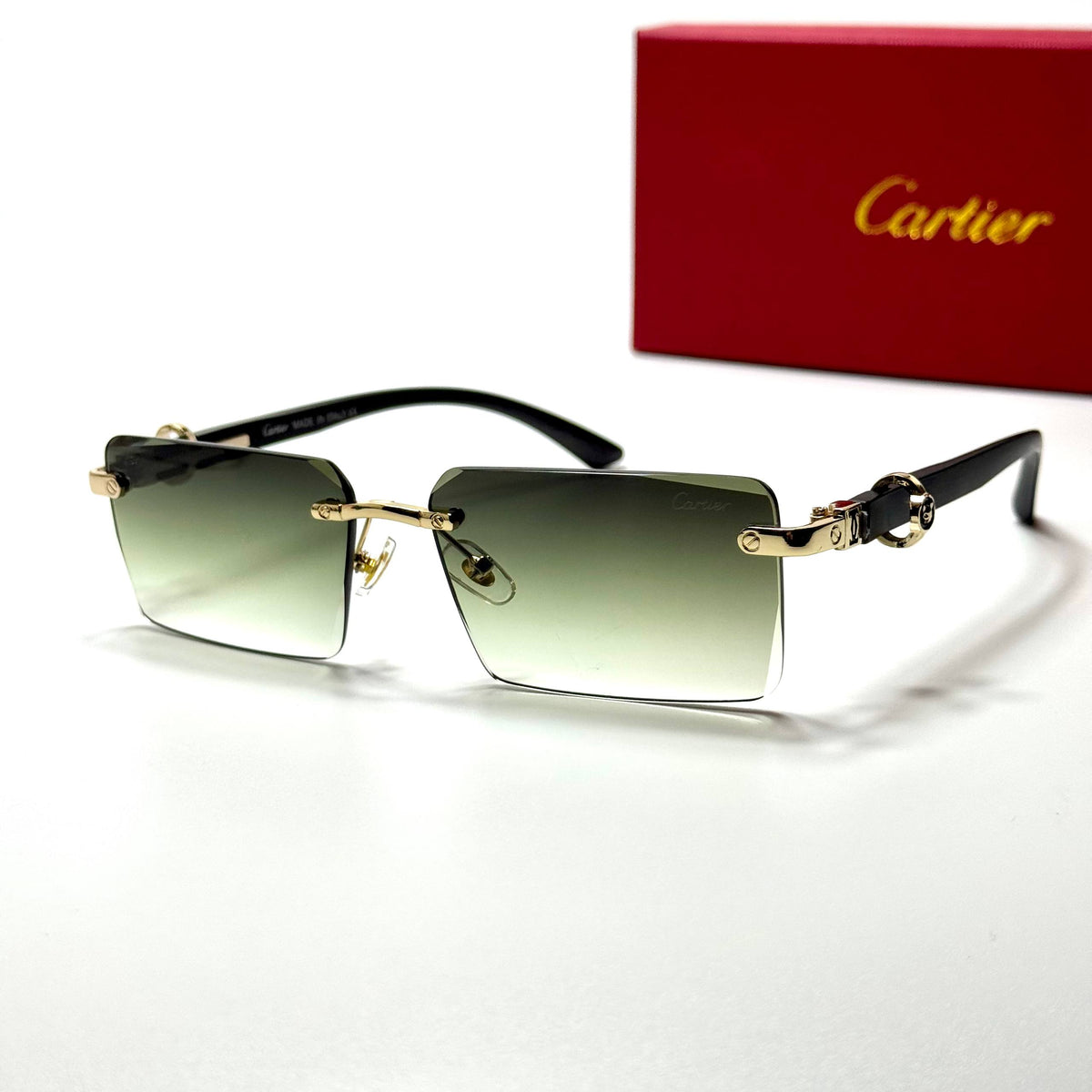 Cartier Rimless Rectangular CT0446S Gold Green Gradient unisex sunglasses Lebanon - ChronoVault