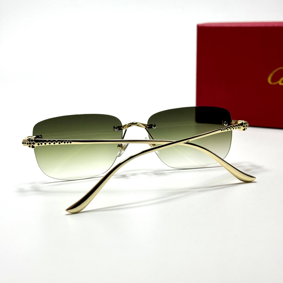 Cartier Rimless Square CT0386S Gold Green Gradient unisex sunglasses Lebanon - ChronoVault - view 3