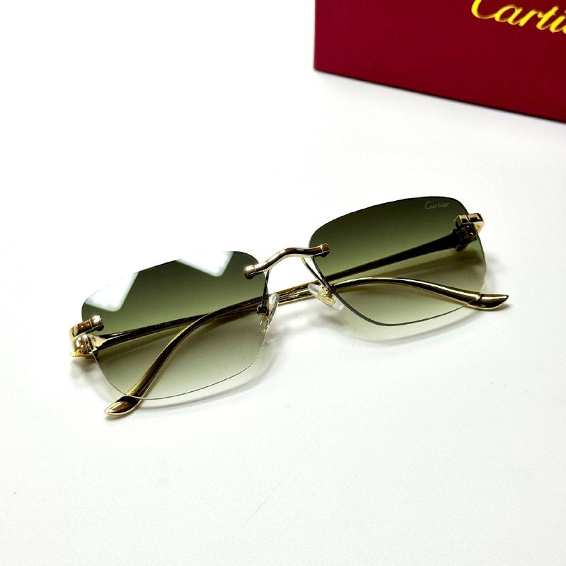 Cartier Rimless Square CT0386S Gold Green Gradient unisex sunglasses Lebanon - ChronoVault - view 4
