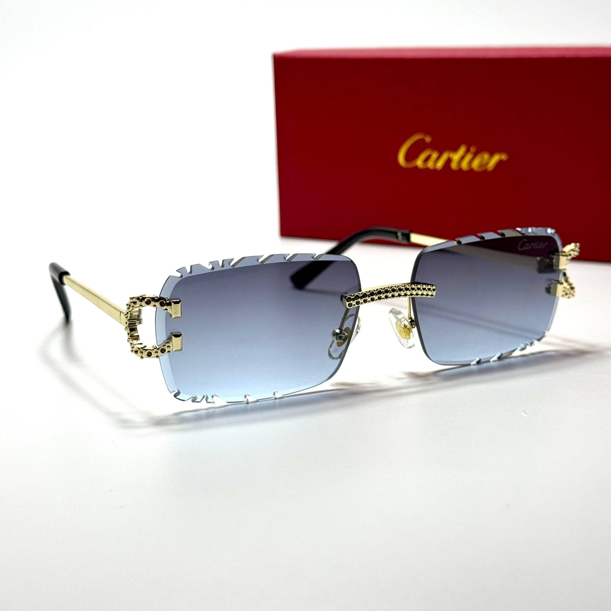 Cartier Rimless CT0518S Gold Blue Gradient unisex sunglasses Lebanon - ChronoVault - view 5