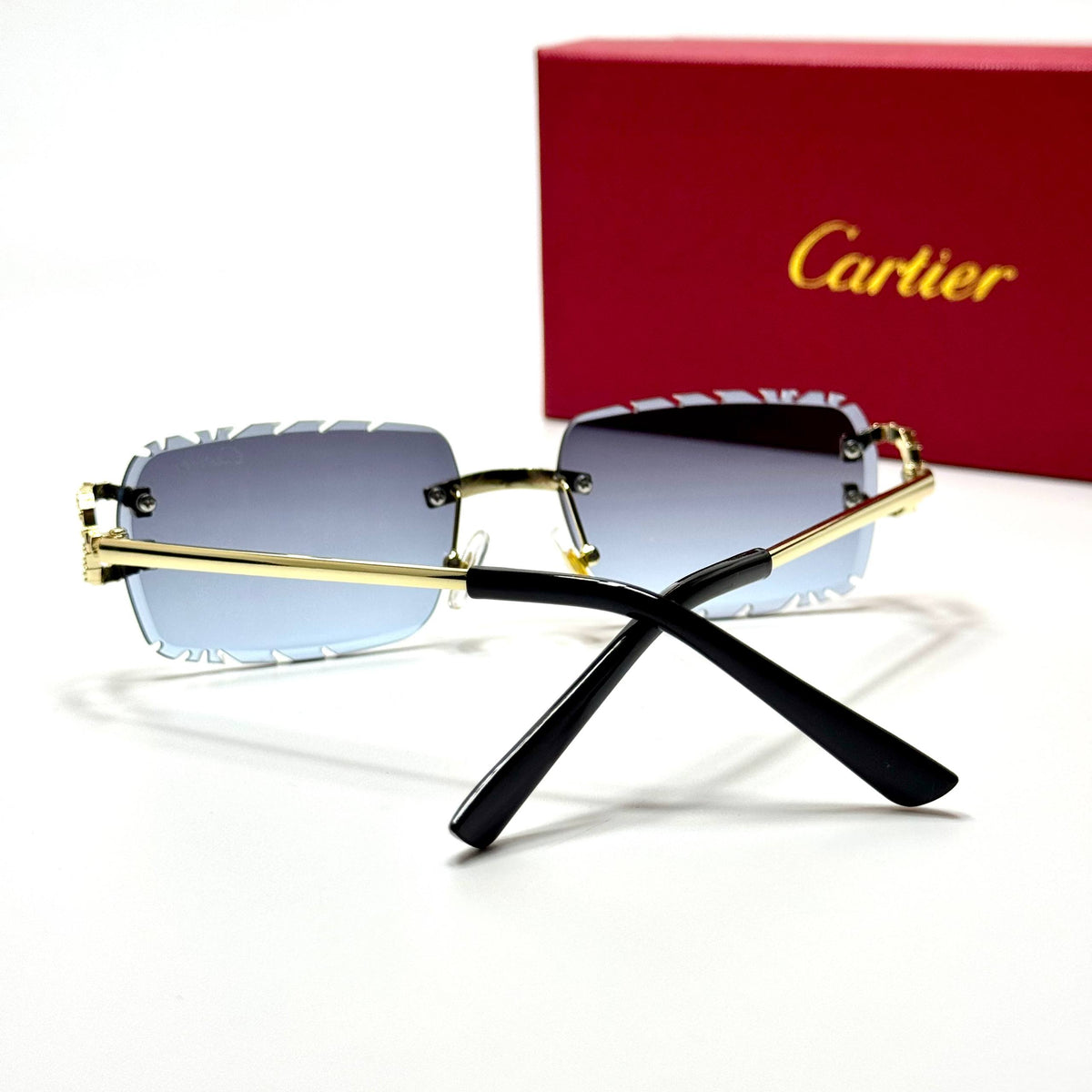 Cartier Rimless CT0518S Gold Blue Gradient unisex sunglasses Lebanon - ChronoVault - view 3