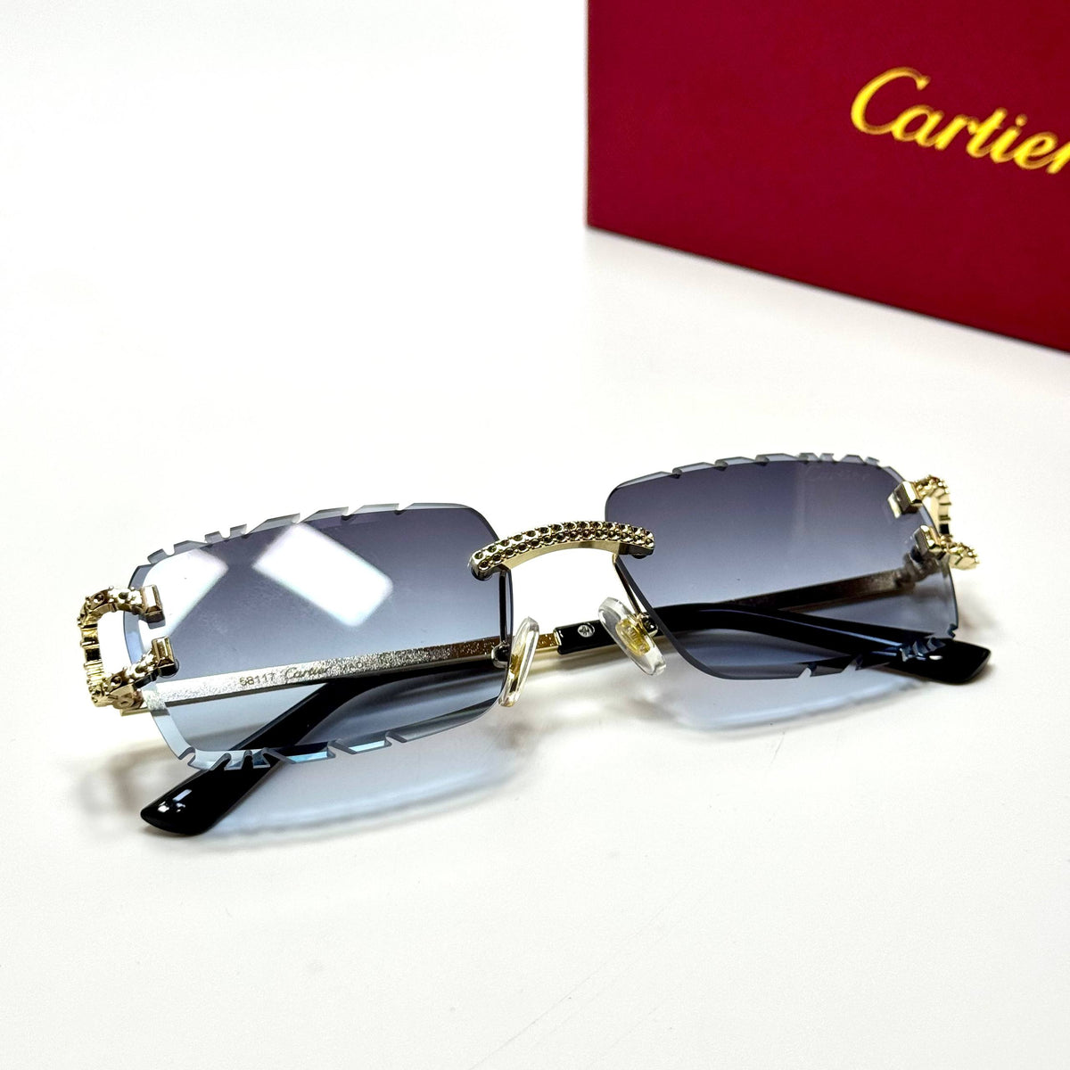 Cartier Rimless CT0518S Gold Blue Gradient unisex sunglasses Lebanon - ChronoVault - view 4