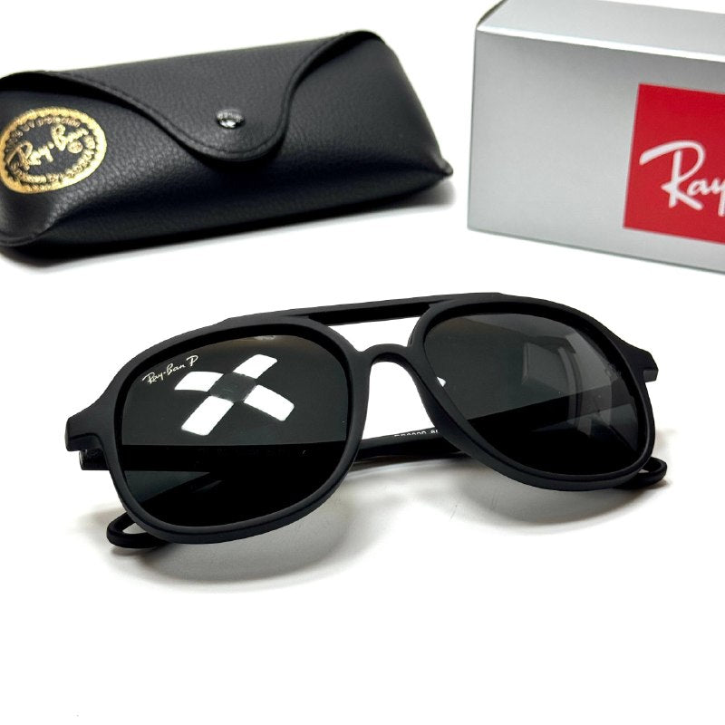 Ray-Ban Ferrari Aviator RB4362 Black unisex sunglasses Lebanon - matte black with ferrari temple detailing frame, dark green lenses - ChronoVault - view 3