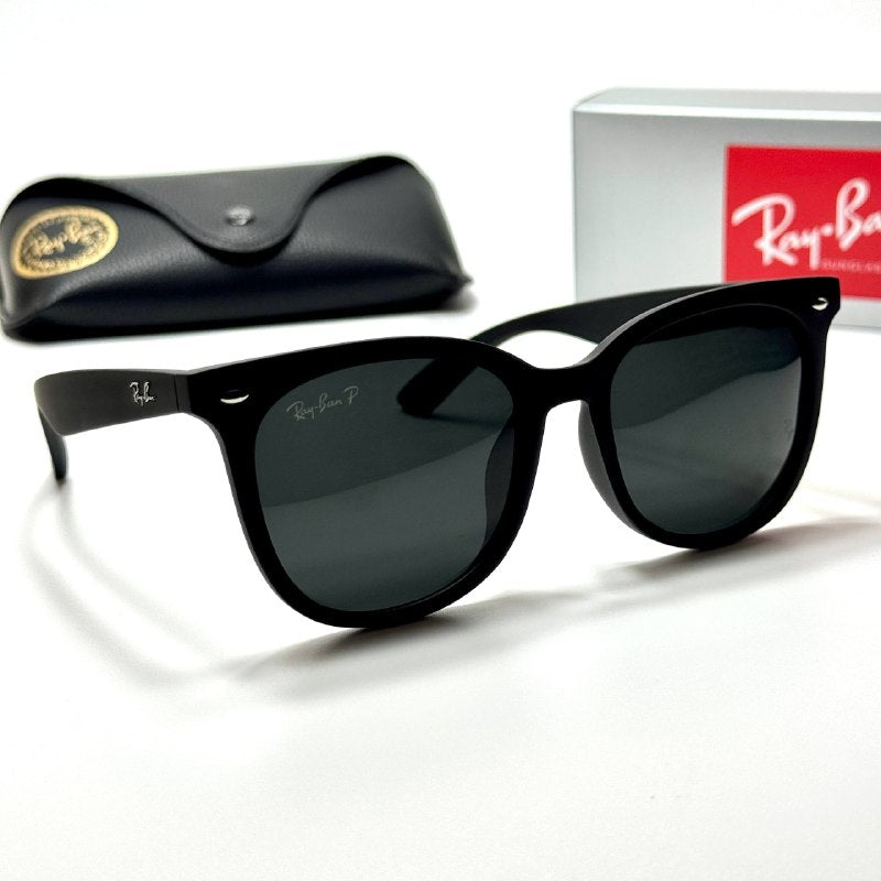 Ray-Ban Round RB4420 Full Black unisex sunglasses Lebanon - glossy black frame, dark green lenses - ChronoVault - view 4