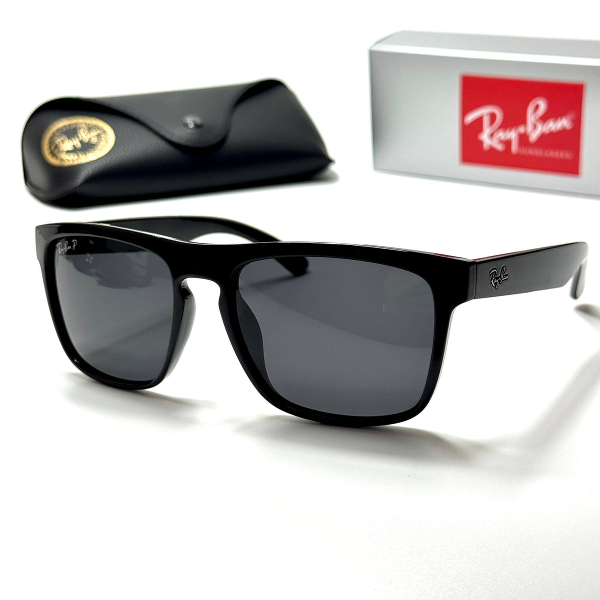 Ray-Ban Rectangular RB4420 Full Black unisex sunglasses Lebanon - glossy black frame, dark grey lenses - ChronoVault