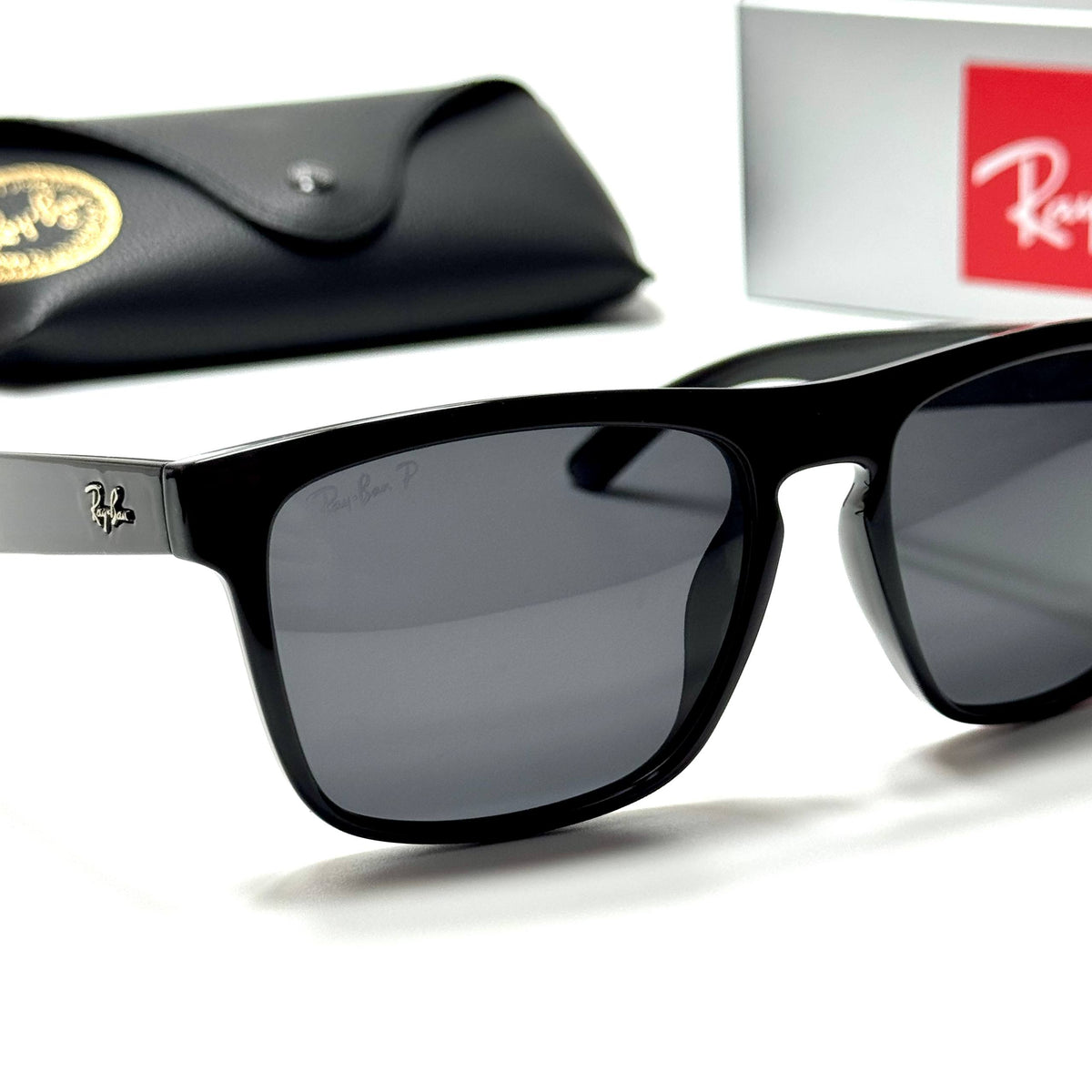 Ray-Ban Rectangular RB4420 Full Black unisex sunglasses Lebanon - glossy black frame, dark grey lenses - ChronoVault - view 2