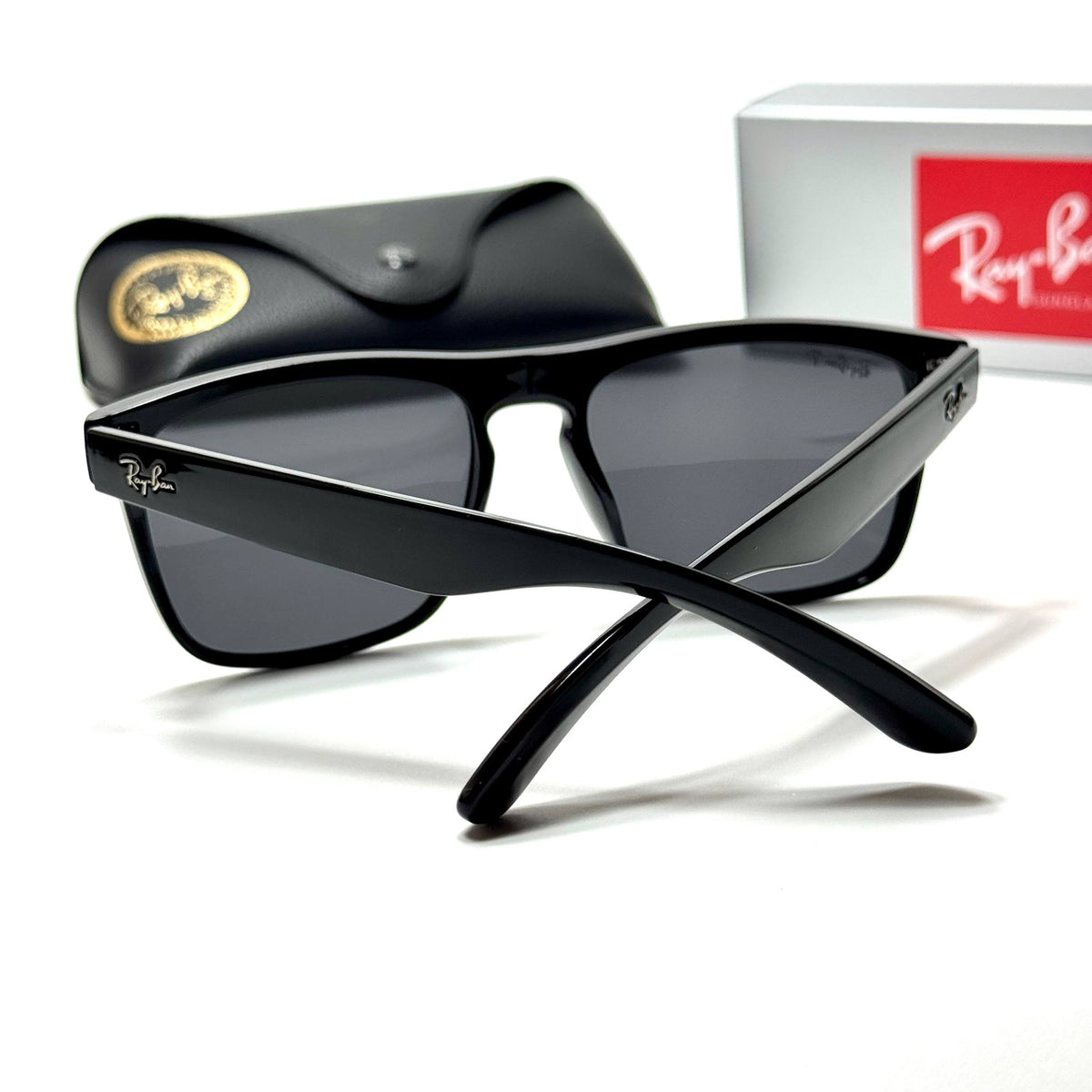 Ray-Ban Rectangular RB4420 Full Black unisex sunglasses Lebanon - glossy black frame, dark grey lenses - ChronoVault - view 3