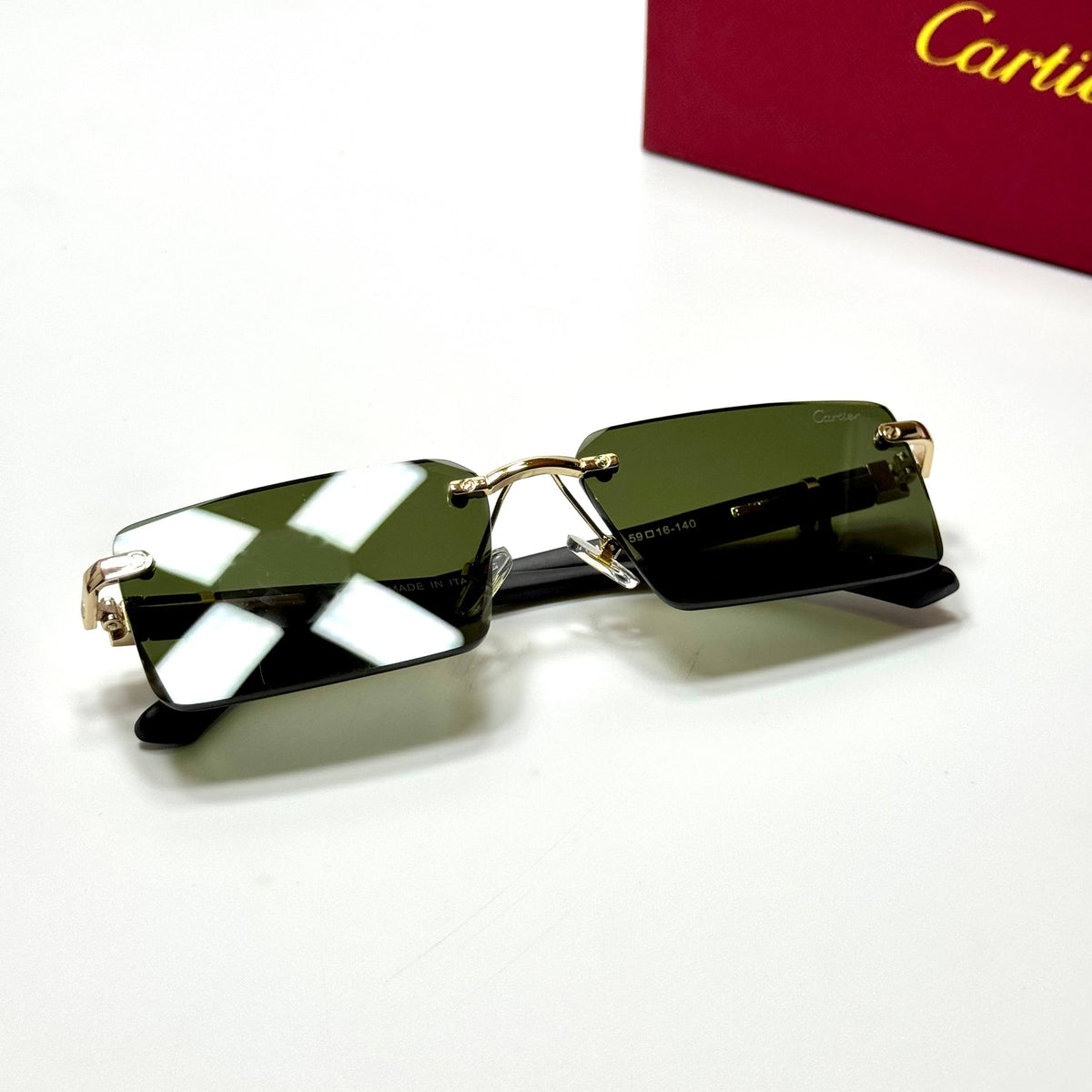 Cartier Rimless CT0432S Gold Green unisex sunglasses Lebanon - ChronoVault - view 5