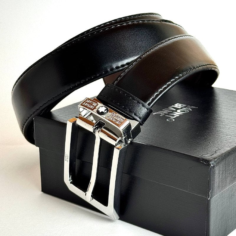 Montblanc Reversible Belt – Silver Dark Brown Lebanon - ChronoVault