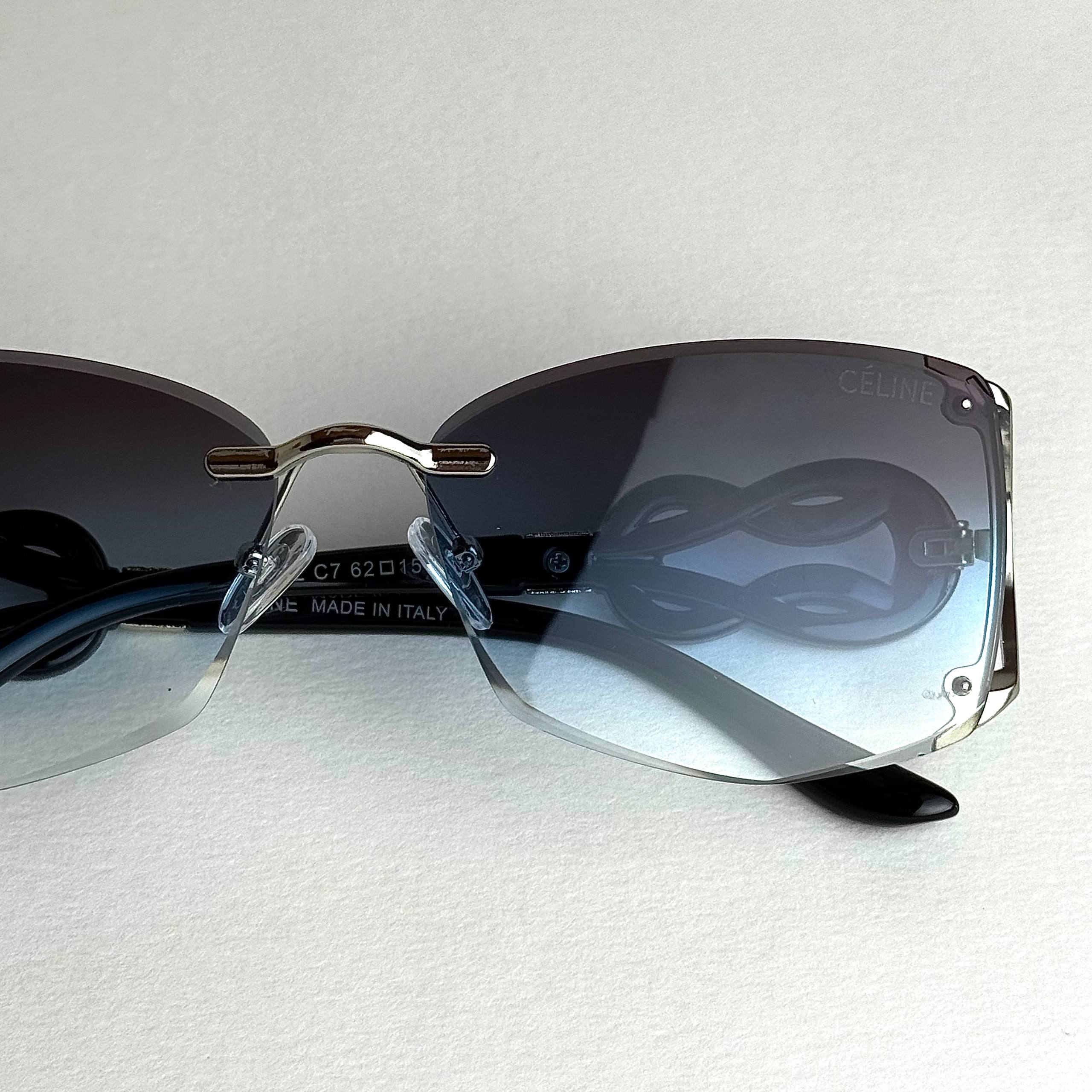 Celine Knot Shield Black Ice Blue Gradient Sunglasses Side View Lebanon - ChronoVault
