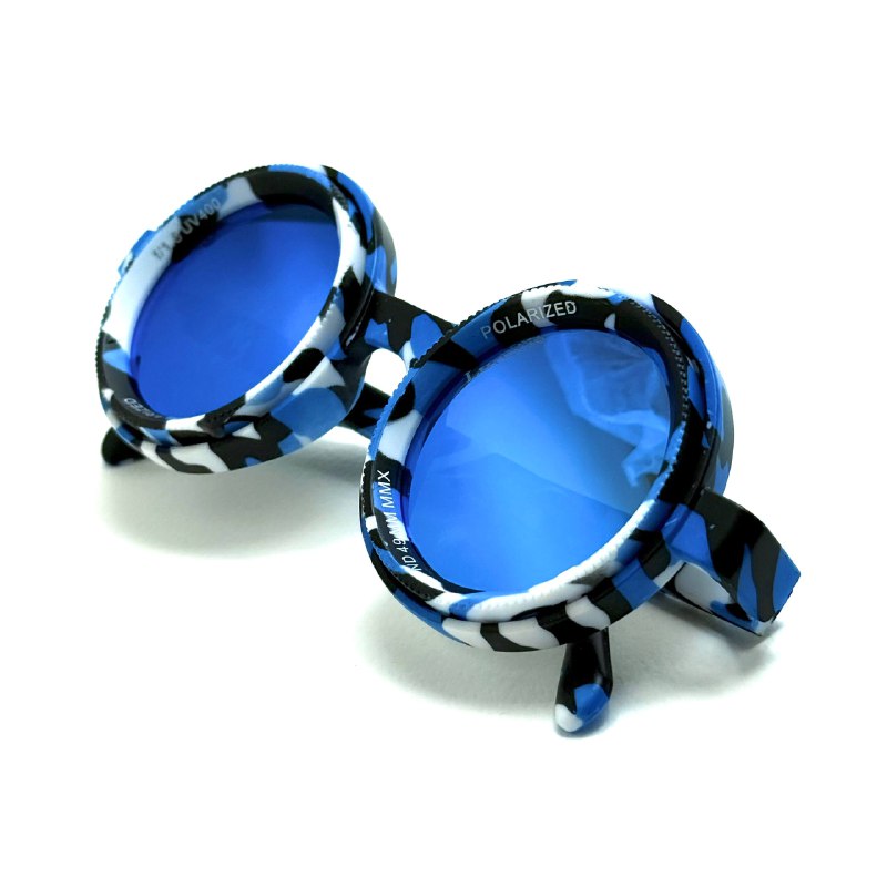 Adjustable Sunglasses Blue Camo Polarized Side View Lebanon - ChronoVault