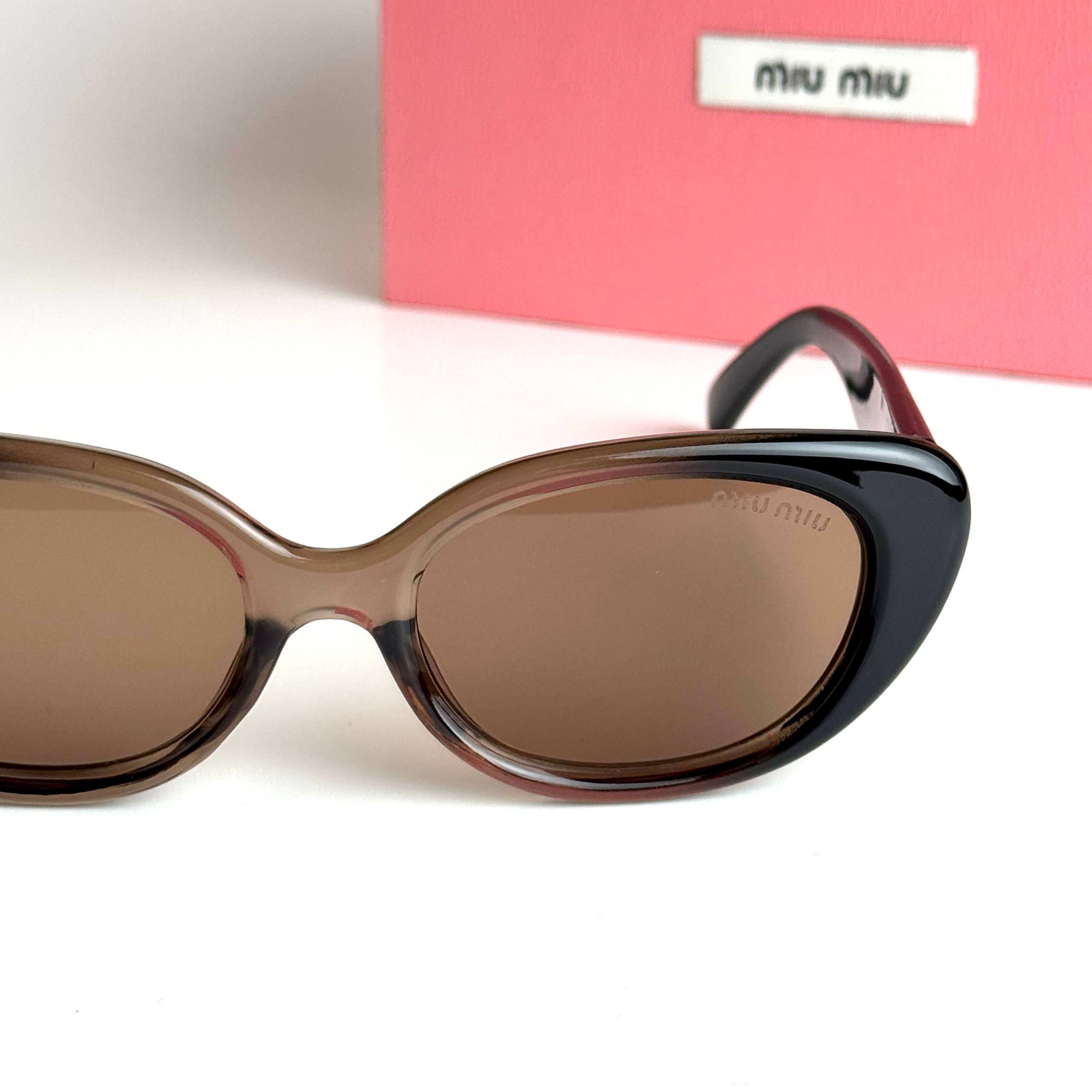 Miu Miu Oval SMU09Z Black Brown Sunglasses Side View Lebanon - ChronoVault