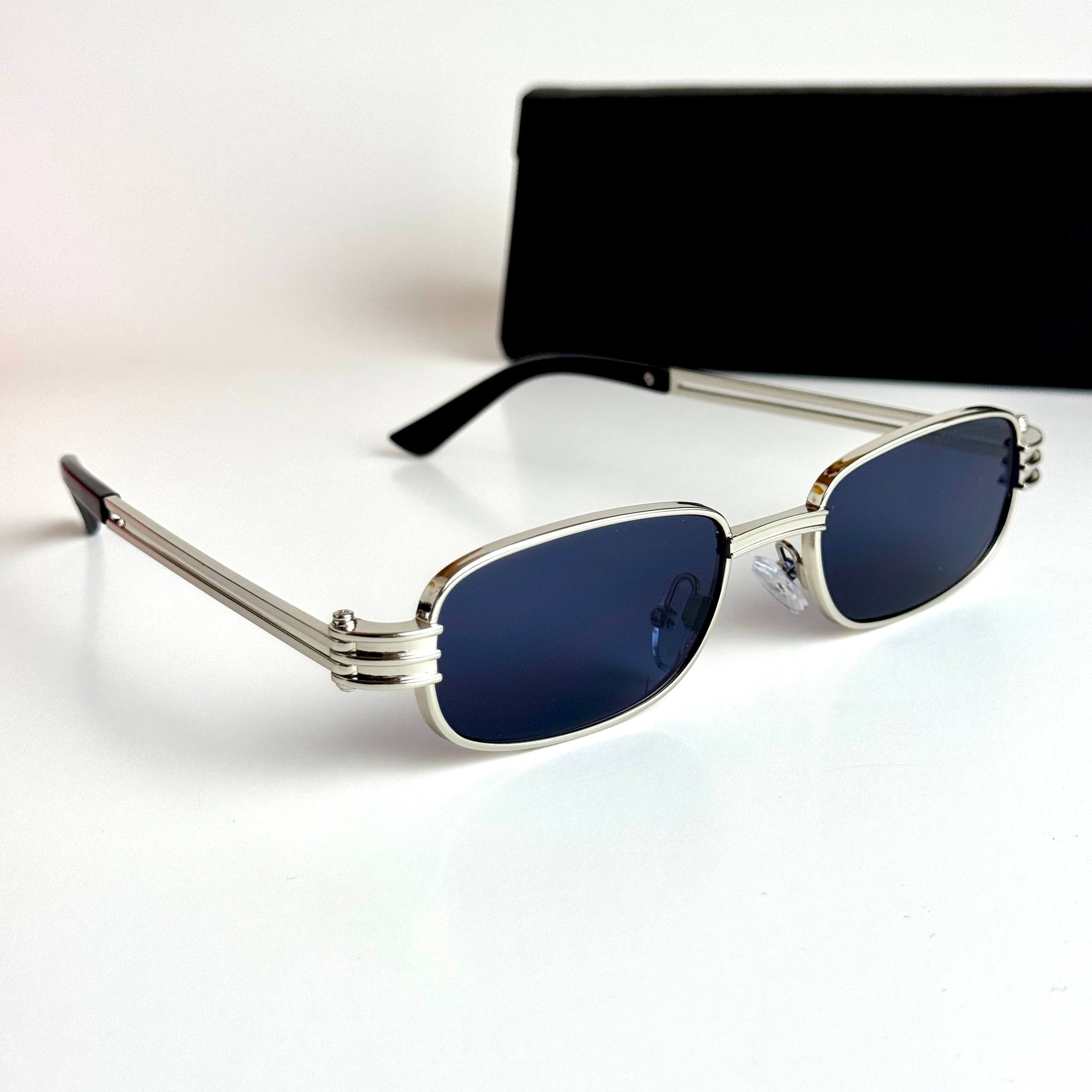 Bottega Veneta Rectangular BV1284S Silver Blue Sunglasses Side View Lebanon - ChronoVault