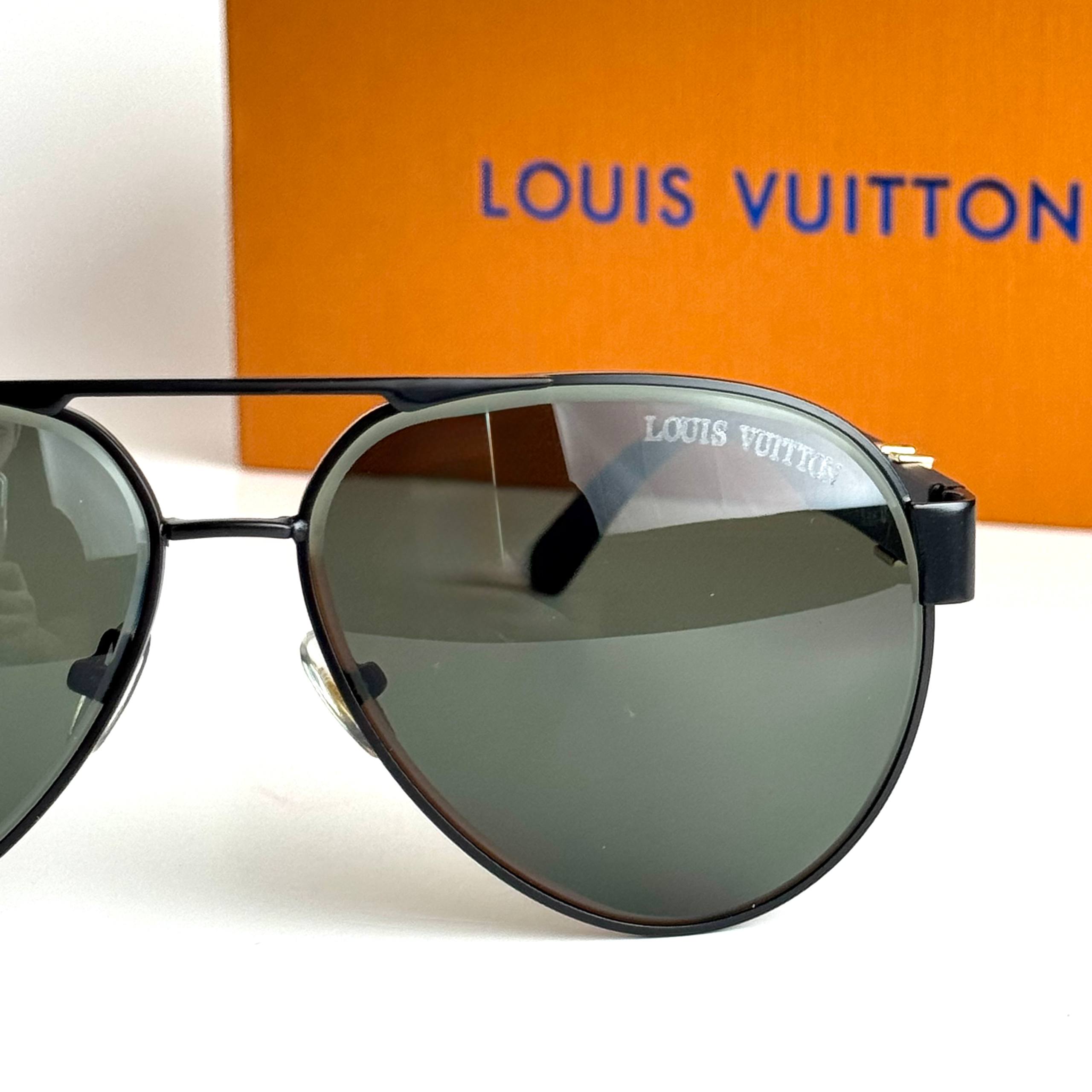 Louis Vuitton Aviator Black Green Sunglasses Side View Lebanon - ChronoVault