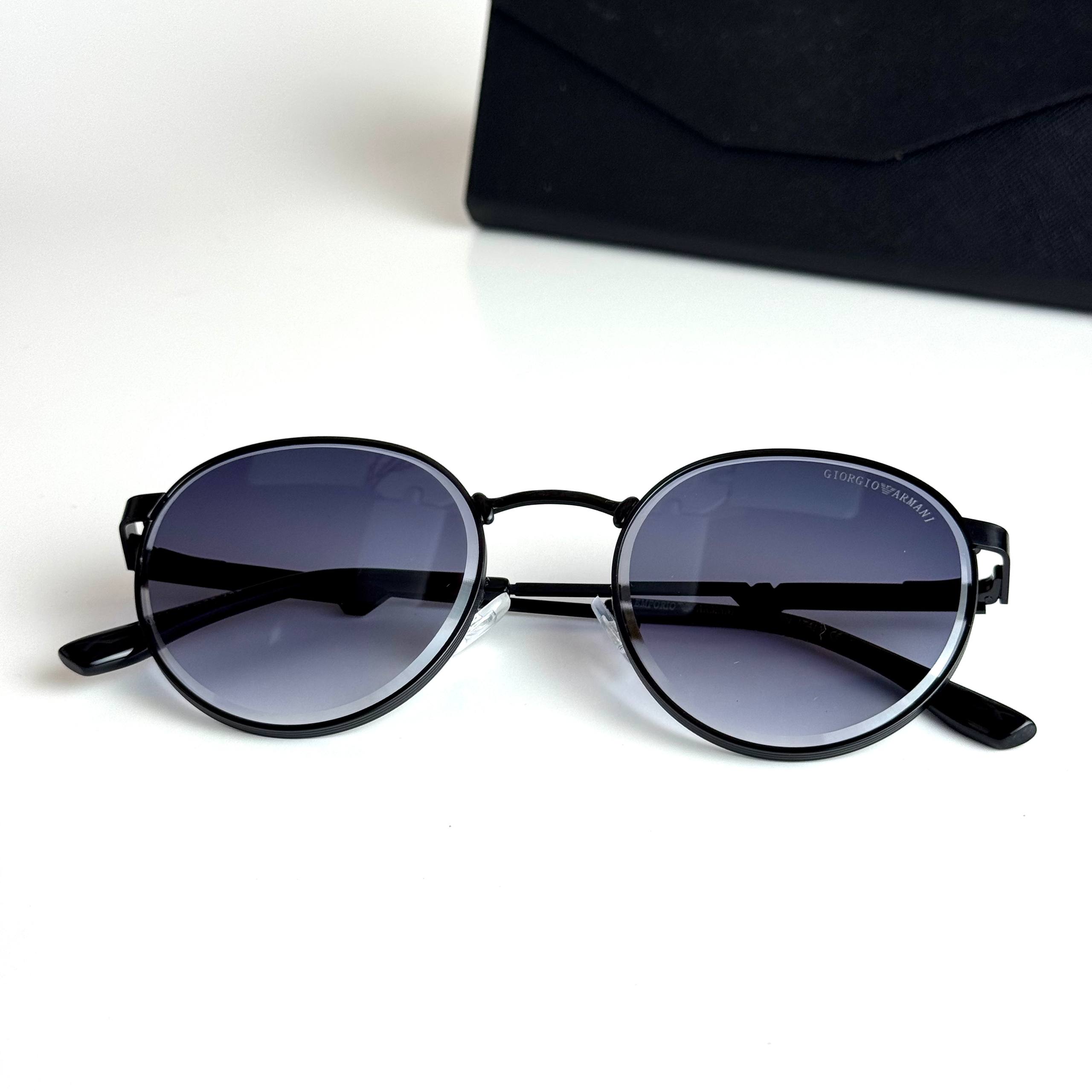Giorgio Armani Round GA2157 Matte Black Grey Sunglasses Side View Lebanon - ChronoVault