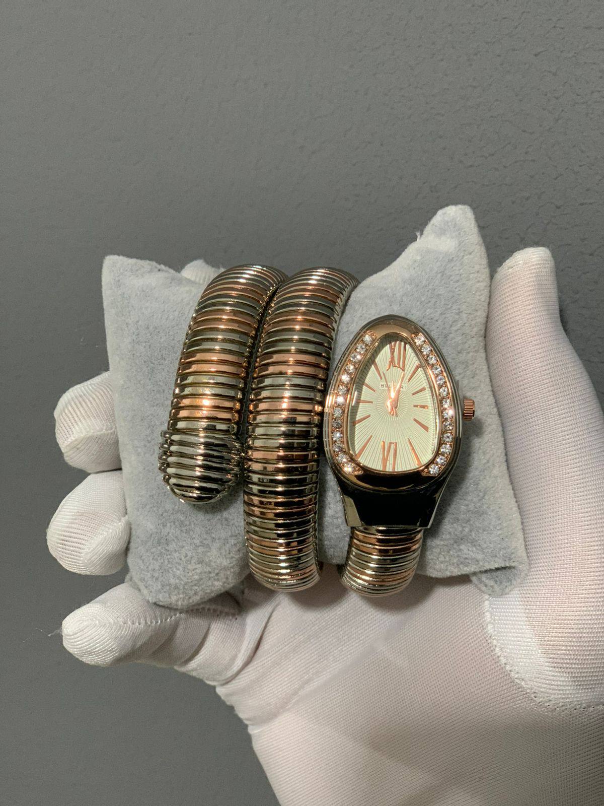 BVLGARI Serpenti Tubogas Watch – Two-Tone Rose Gold / White Bezel