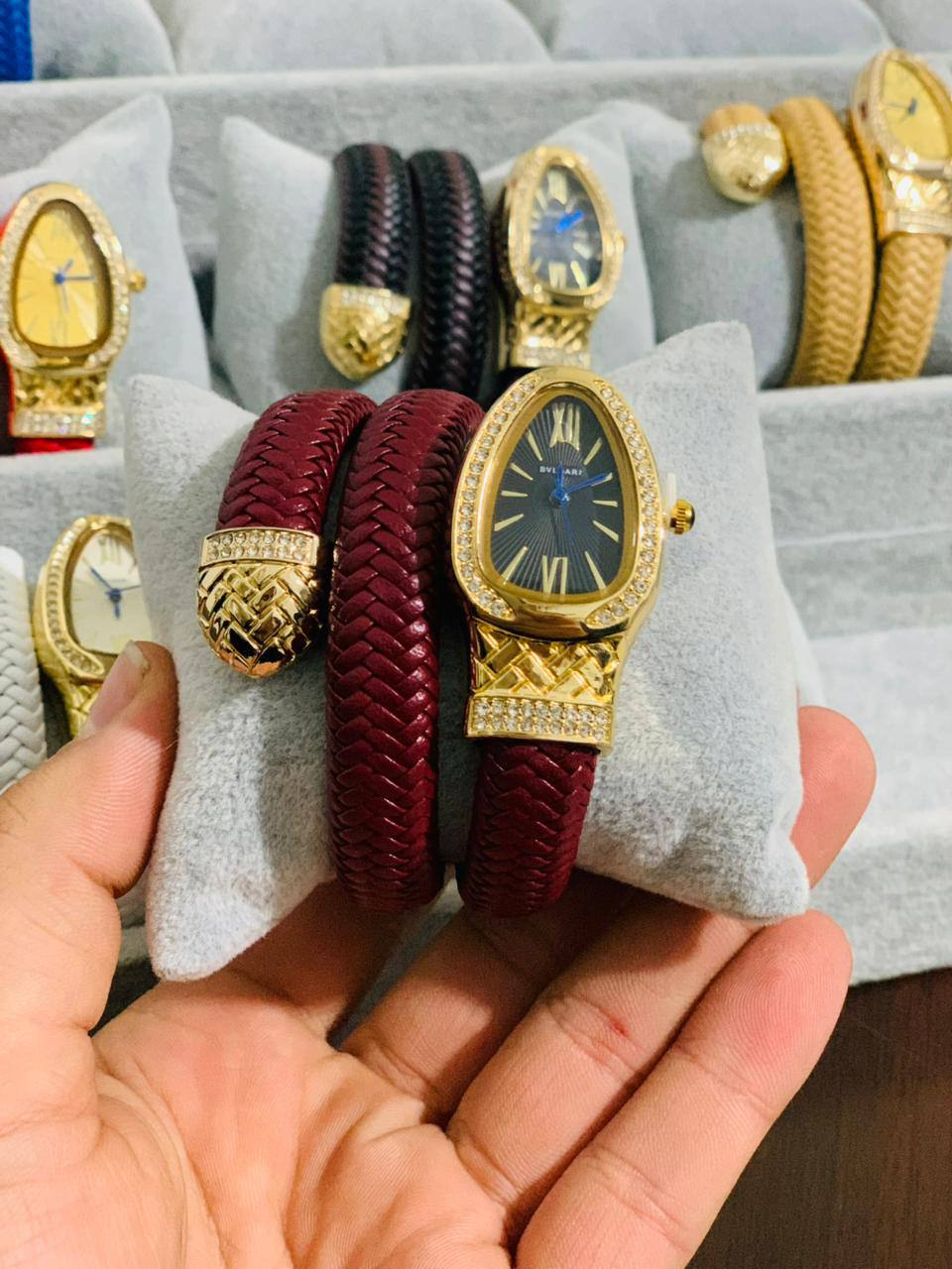 Bvlgari Serpenti Leather Wrap - Dark Red