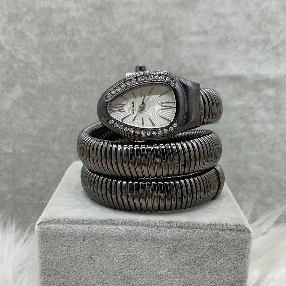 BVLGARI Serpenti Tubogas Watch – Gunmetal / White Dial