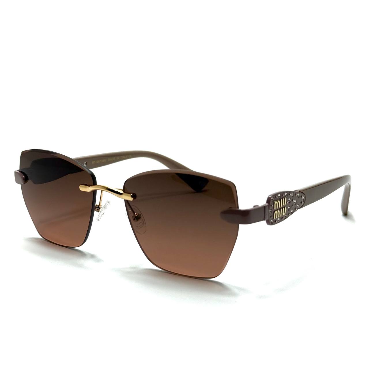 Miu Miu Geometric Sunglasses – Brown Frame / Brown Lenses