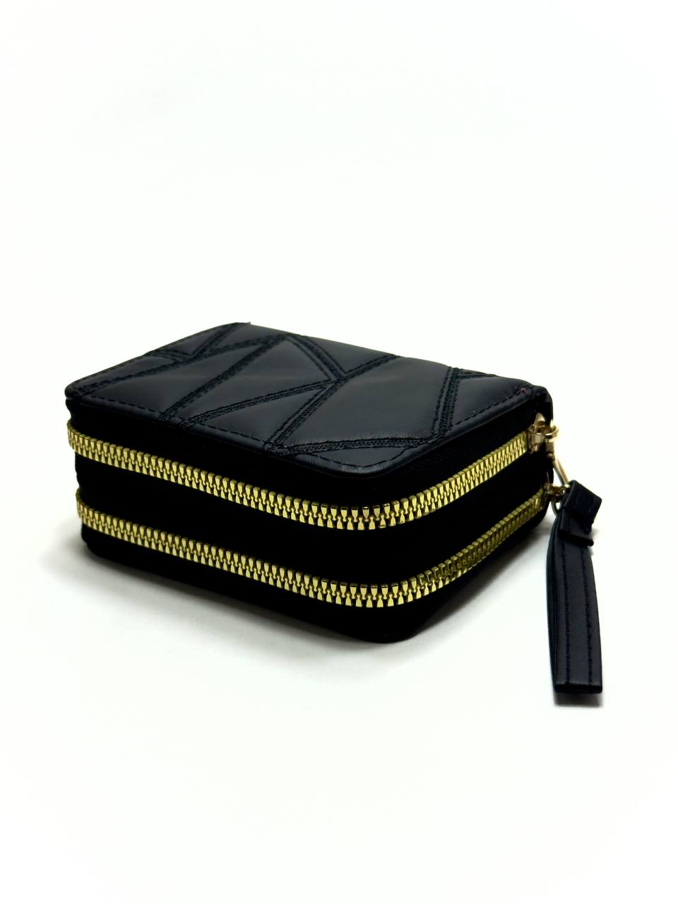 Double Zip Mini Wallet - Black Lebanon - ChronoVault