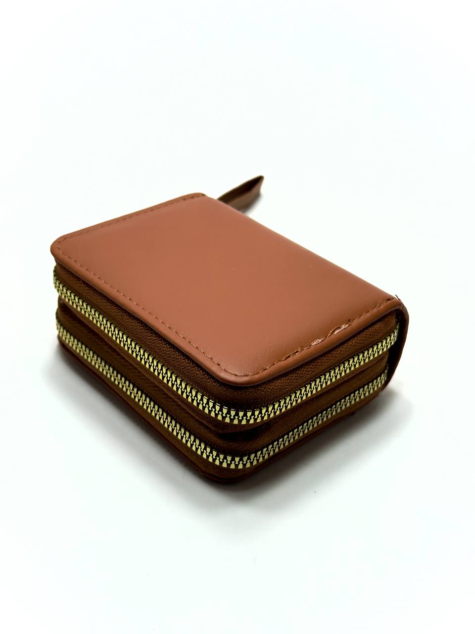 Double Zip Mini Wallet - Brown Lebanon - ChronoVault
