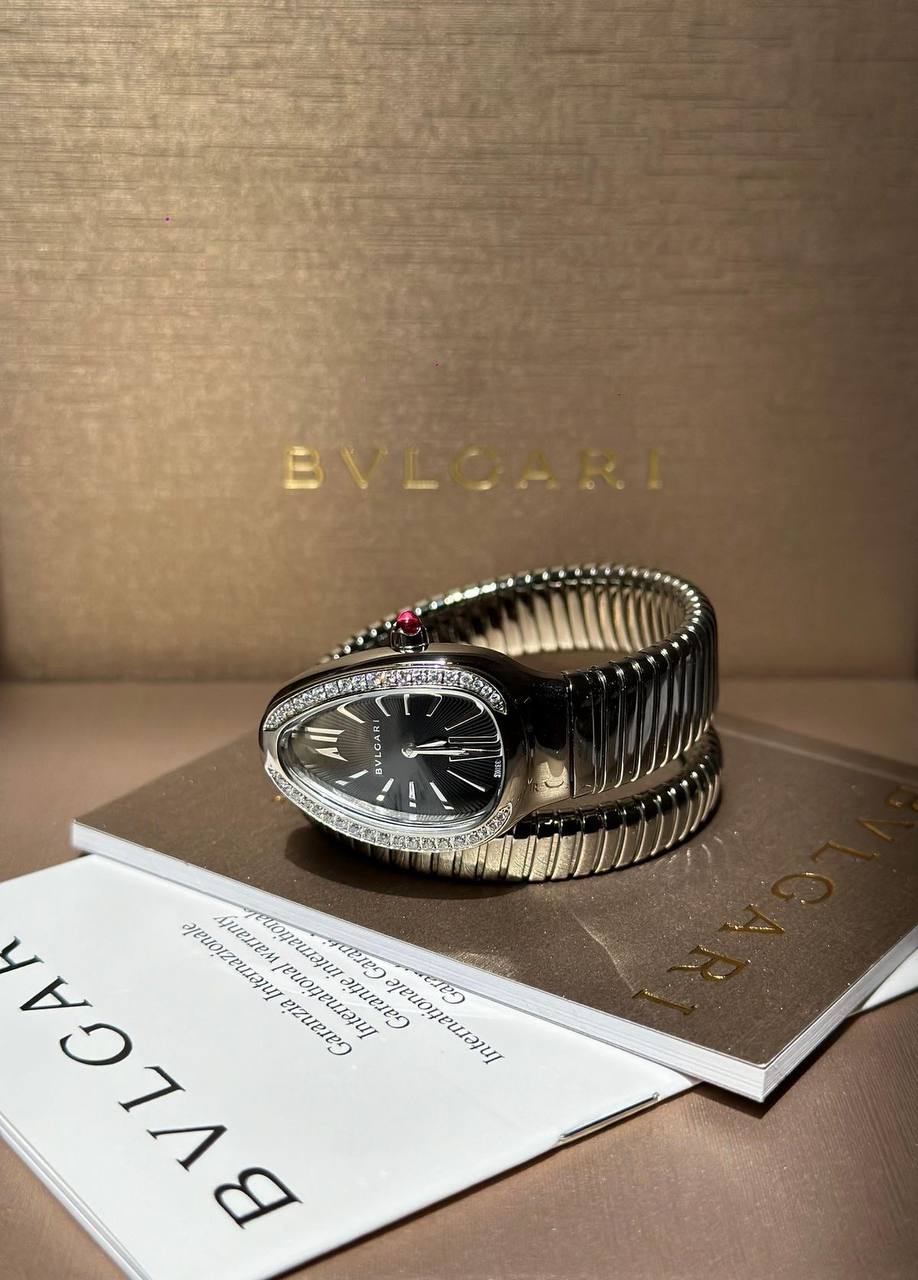 BVLGARI Serpenti Tubogas Watch – Silver / Black Dial