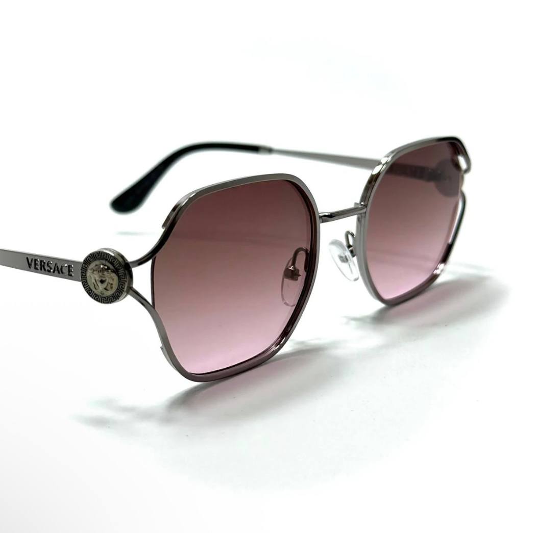Versace Geometric Sunglasses – Silver / Pink Gradient