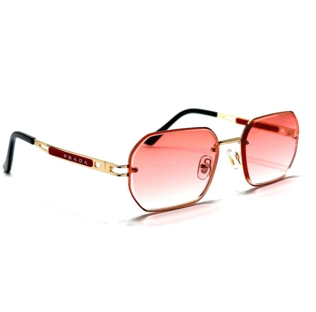 Prada Polygonal Sunglasses – Gold / Red / Pink