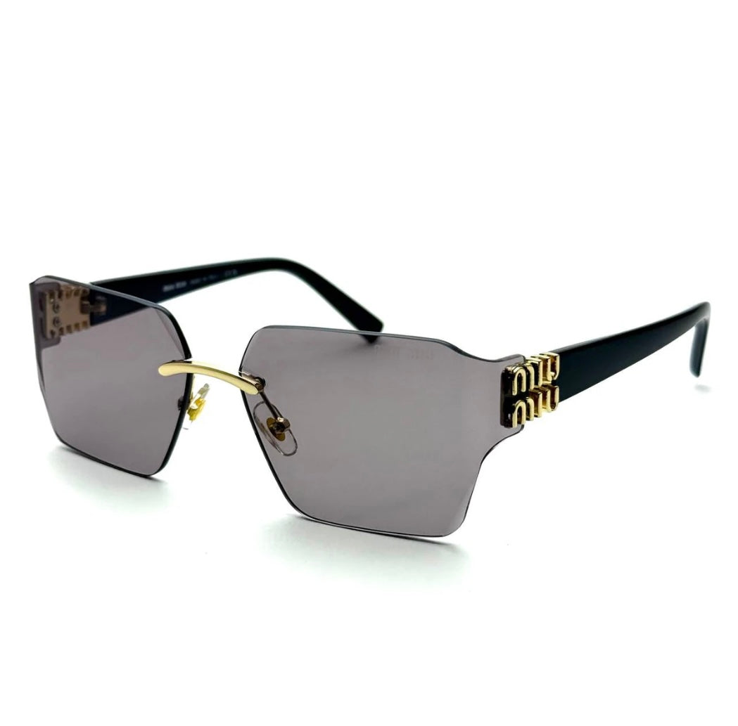 Miu Miu MU 04RS Rimless Oversized Sunglasses – Gradient Grey