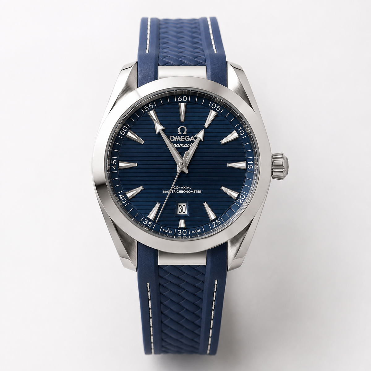 Omega Seamaster Aqua Terra Co-Axial Master Chronometer Steel Blue Teak Dial Front View Lebanon - ChronoVault