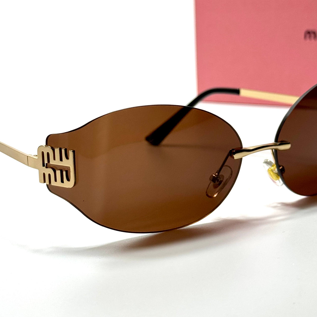 Miu Miu Logo Rimless MU 54YS – Gold Brown women's sunglasses Lebanon - ChronoVault - view 2