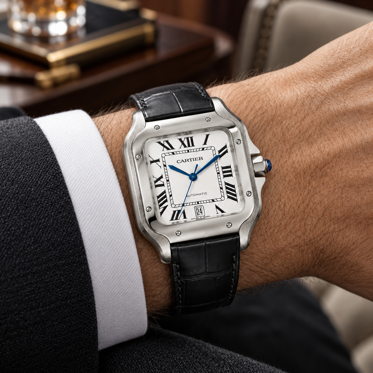 Cartier Santos de Cartier men's watch on wrist view Lebanon - ChronoVault