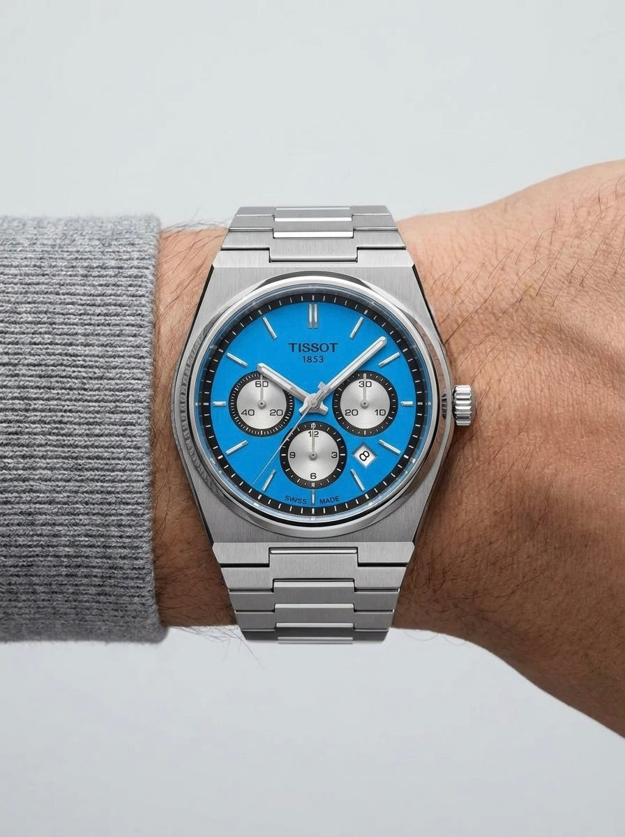 Tissot PRX Chronograph Blue Dial Men's Watch Side View Lebanon - ChronoVault