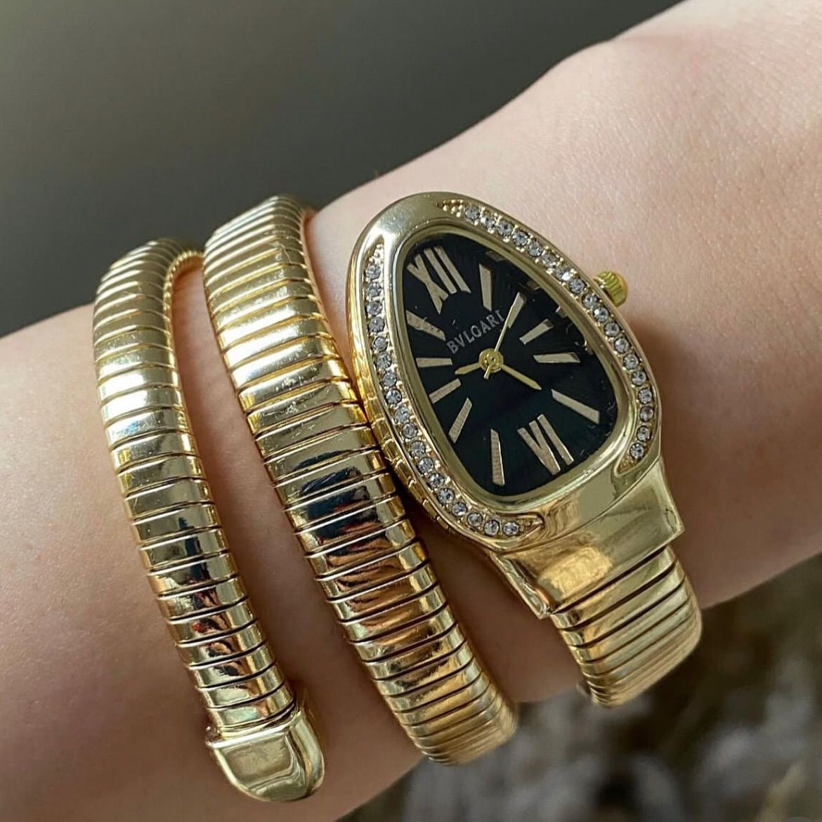 BVLGARI Serpenti Tubogas Watch - Gold Black