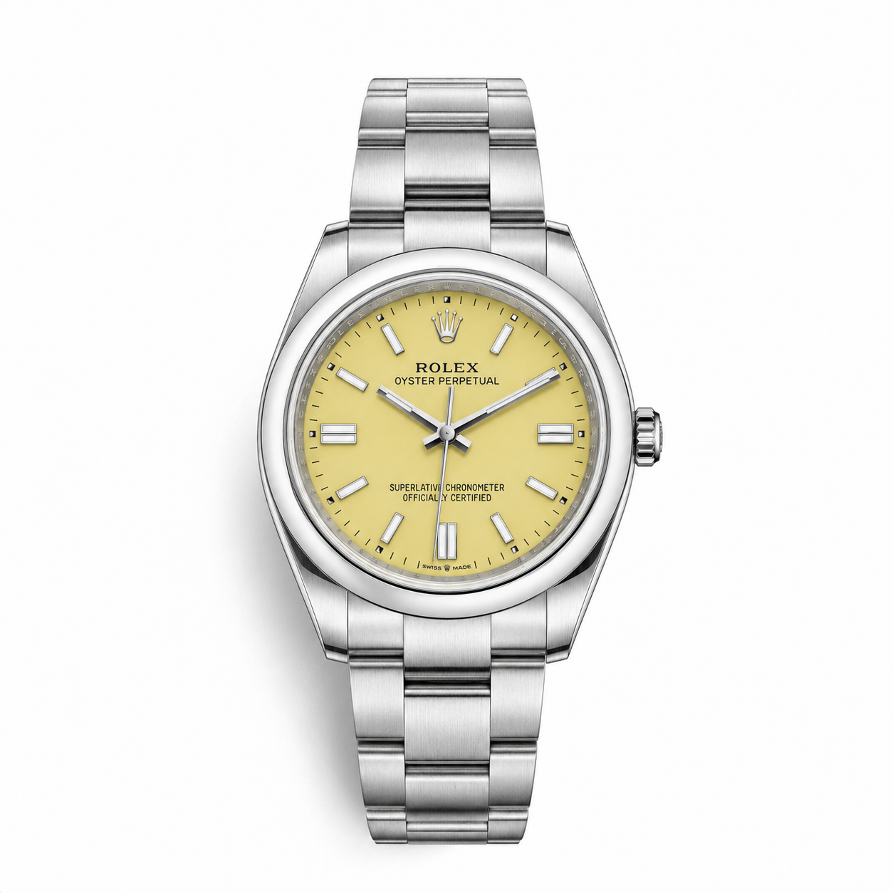 Rolex Oyster Perpetual Steel Yellow Dial Men's Watch
