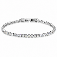 Premium Tennis Bracelet Silver-Tone Round-Cut Stones Front View Lebanon - ChronoVault