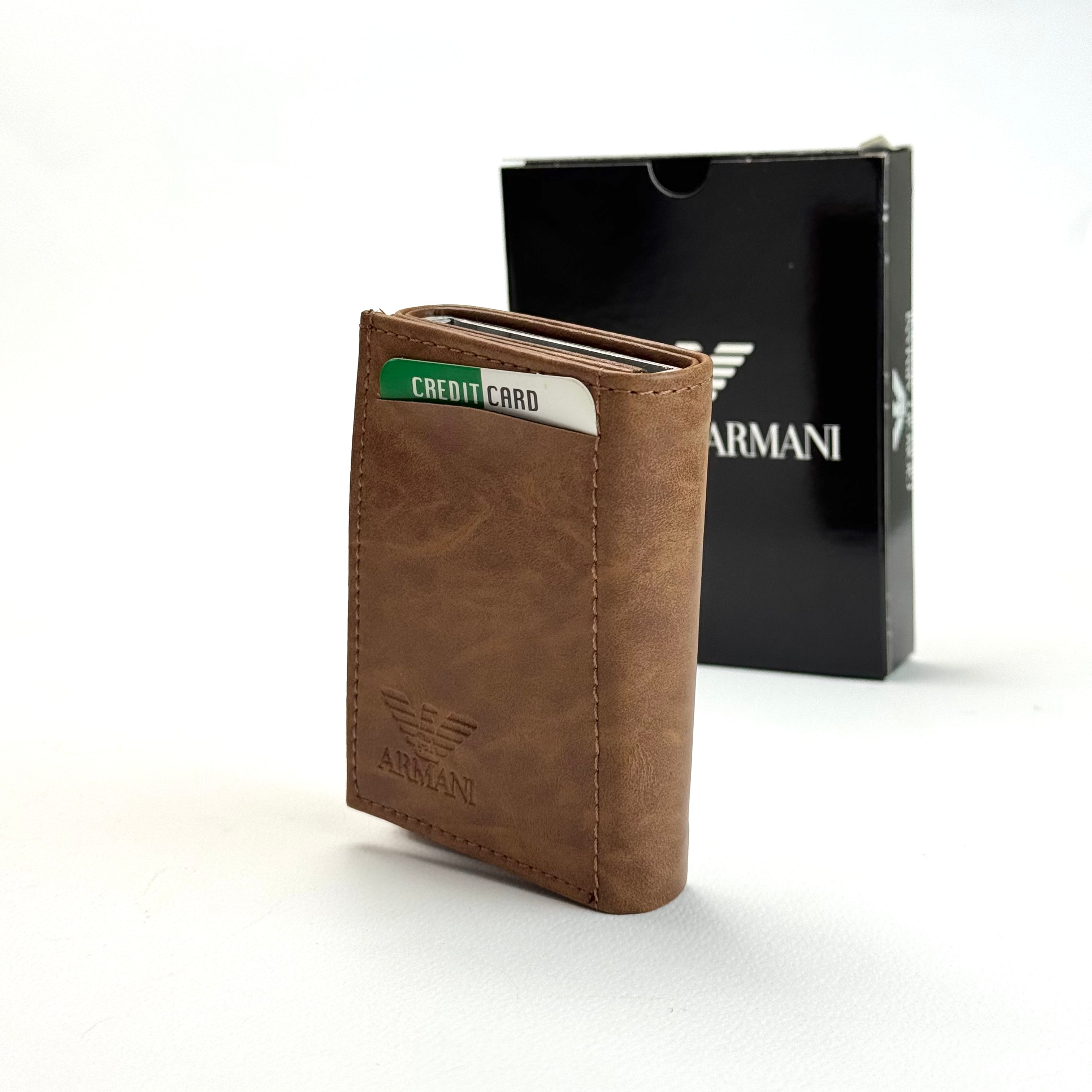 Armani Leather Vertical Wallet – Brown Lebanon - ChronoVault