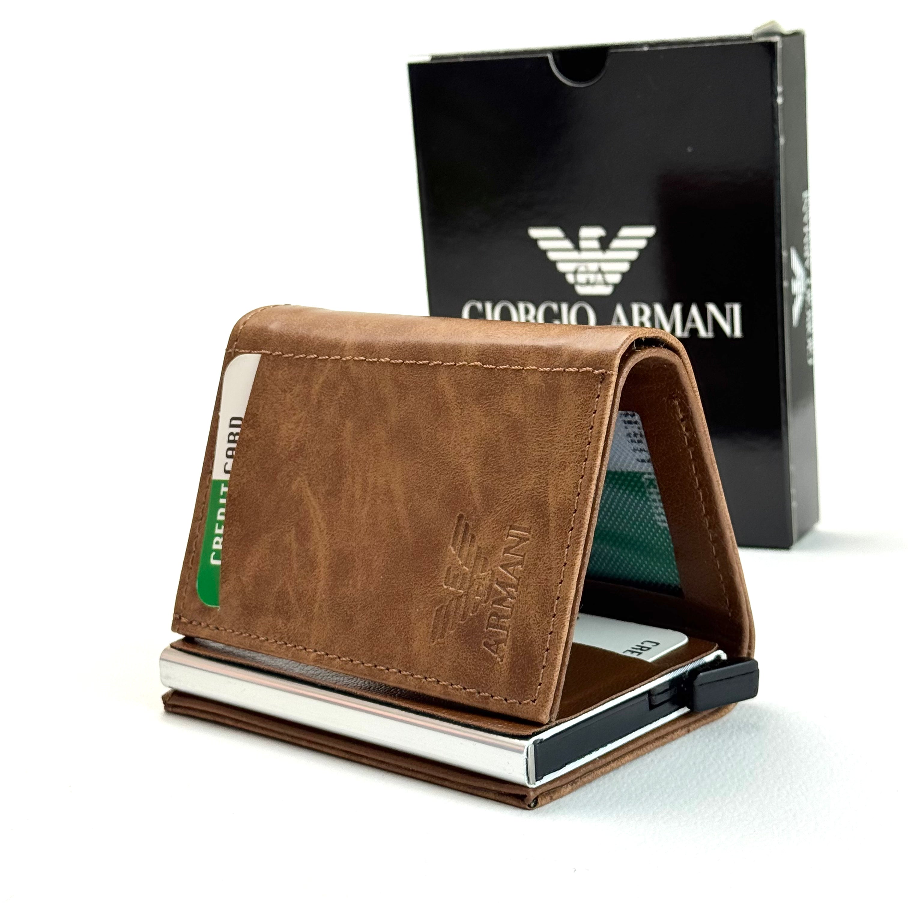 Armani Leather Vertical Wallet – Brown Lebanon - ChronoVault