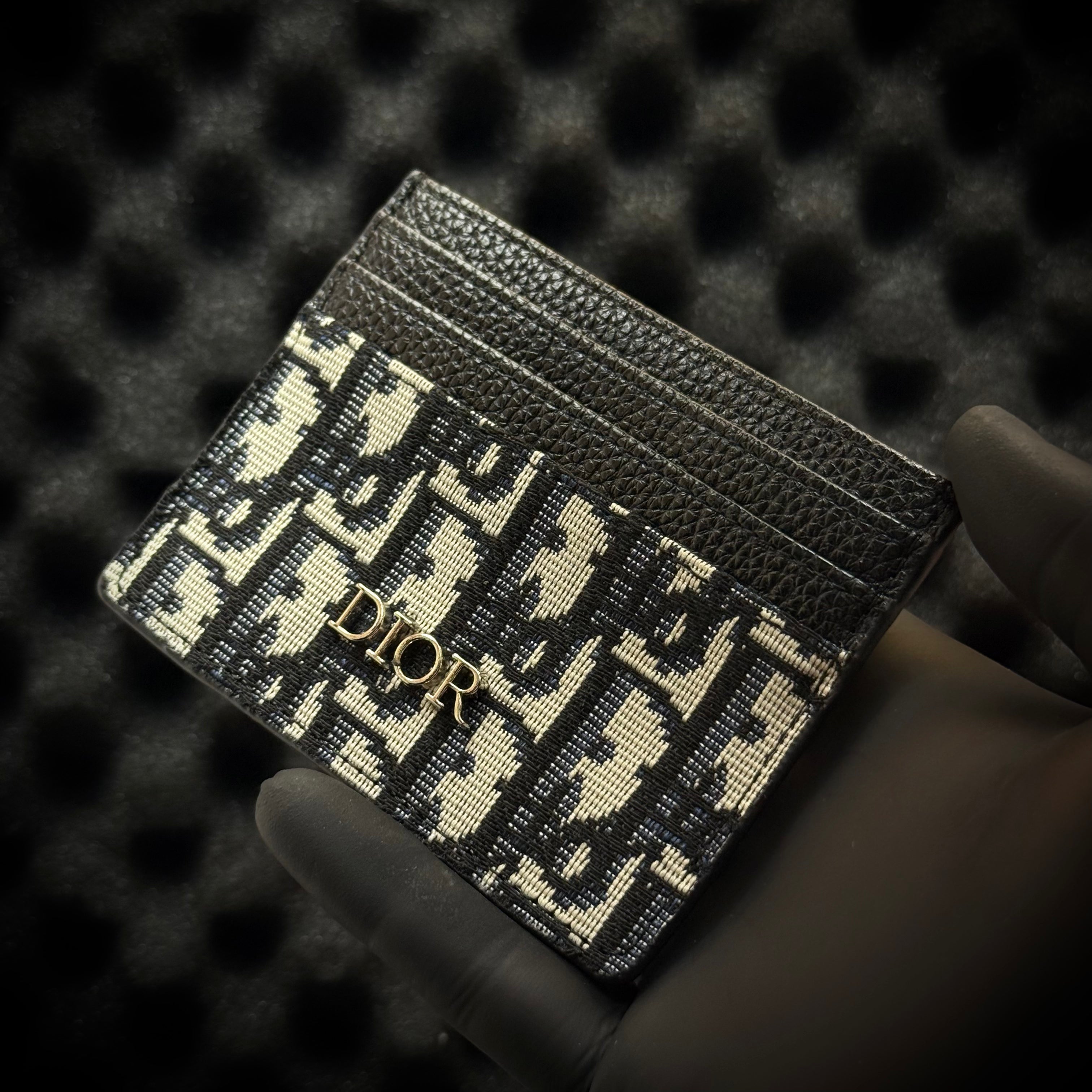 DIOR Oblique Card Holder - White Black