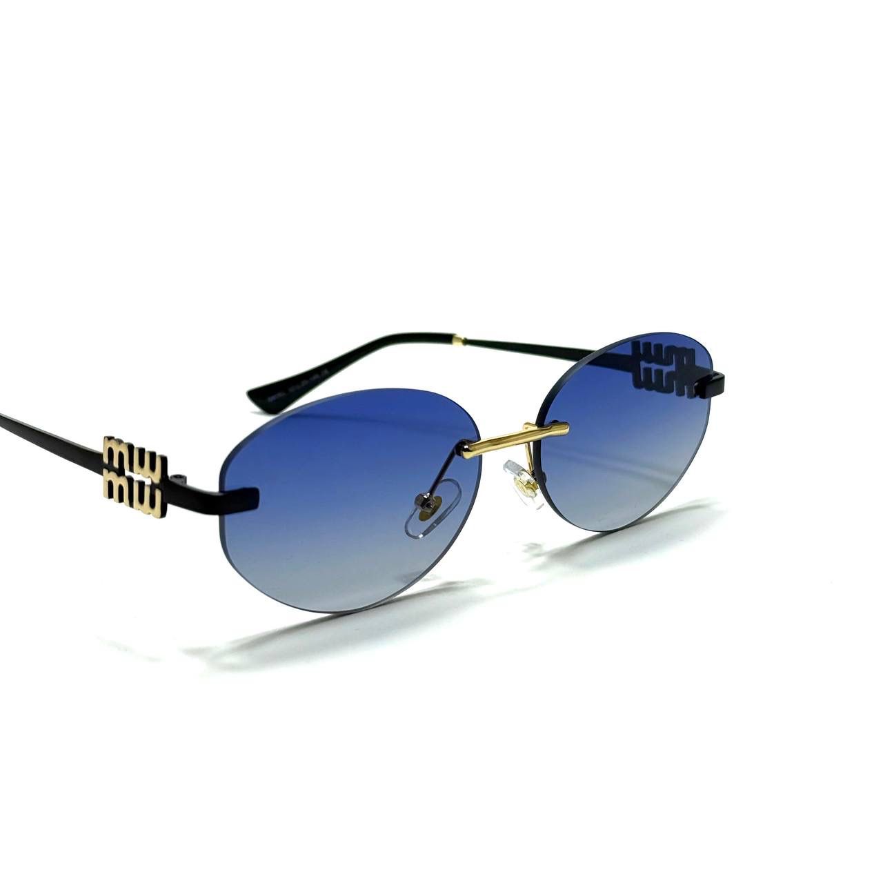 Miu Miu Oval Rimless – Gold / Gradient Blue