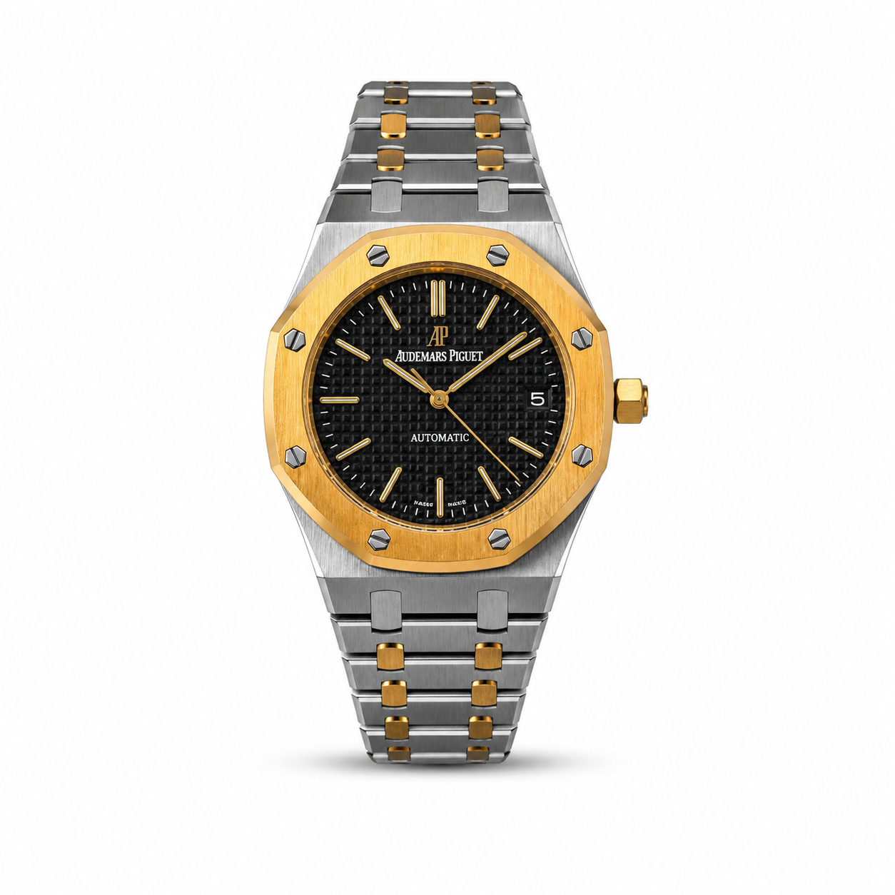 Audemars Piguet Royal Oak 40mm men's watch Lebanon - two-tone steel and gold integrated bracelet, black tapisserie dial, octagonal bezel
