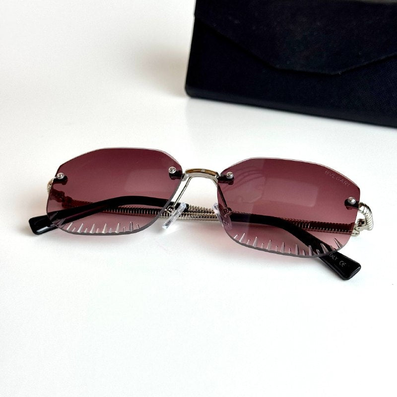 Bvlgari Rimless BV8236S Silver Pink Sunglasses Front View Lebanon - ChronoVault - view 5