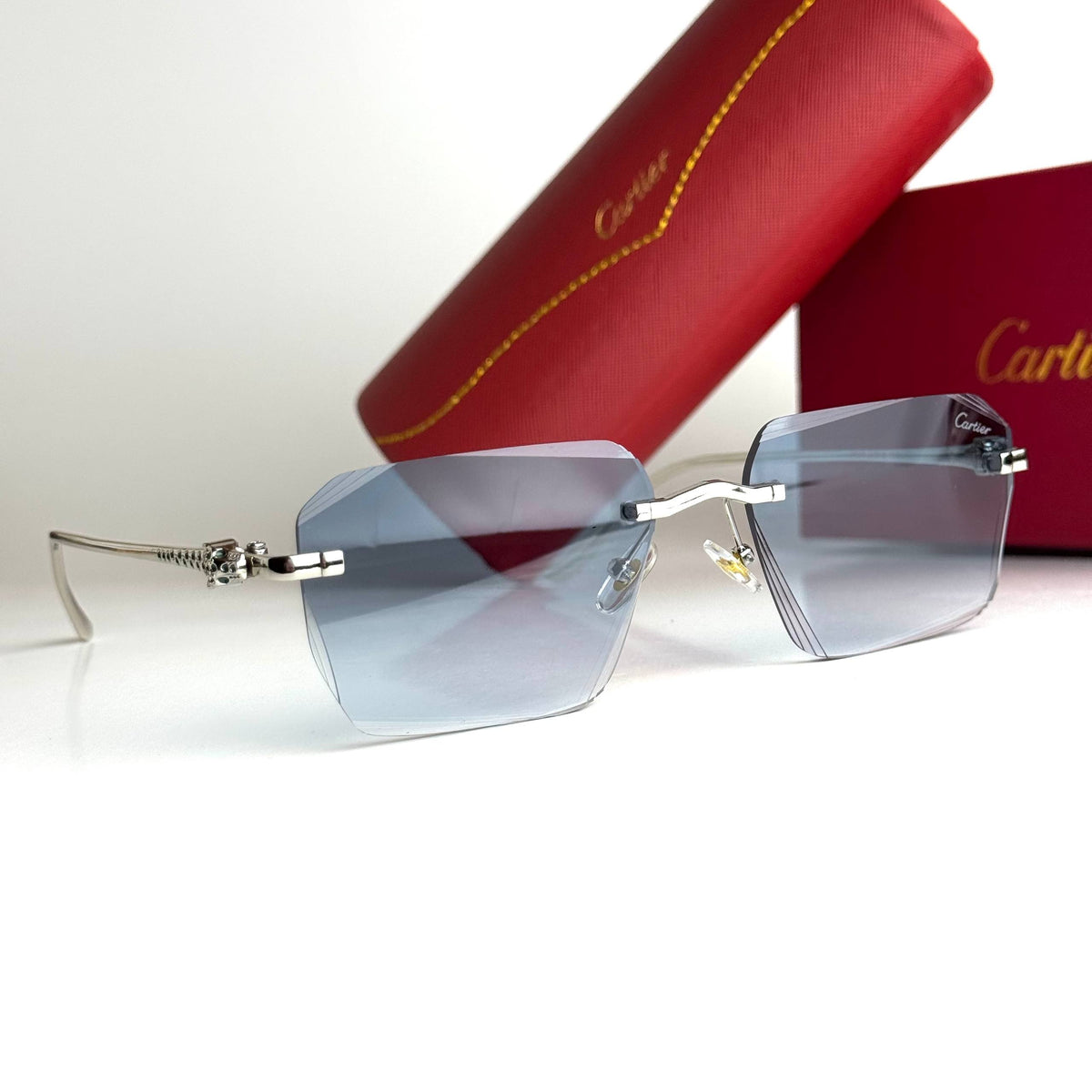 Cartier Rimless CT0427S Silver Blue Gradient Sunglasses Lebanon - ChronoVault - view 5